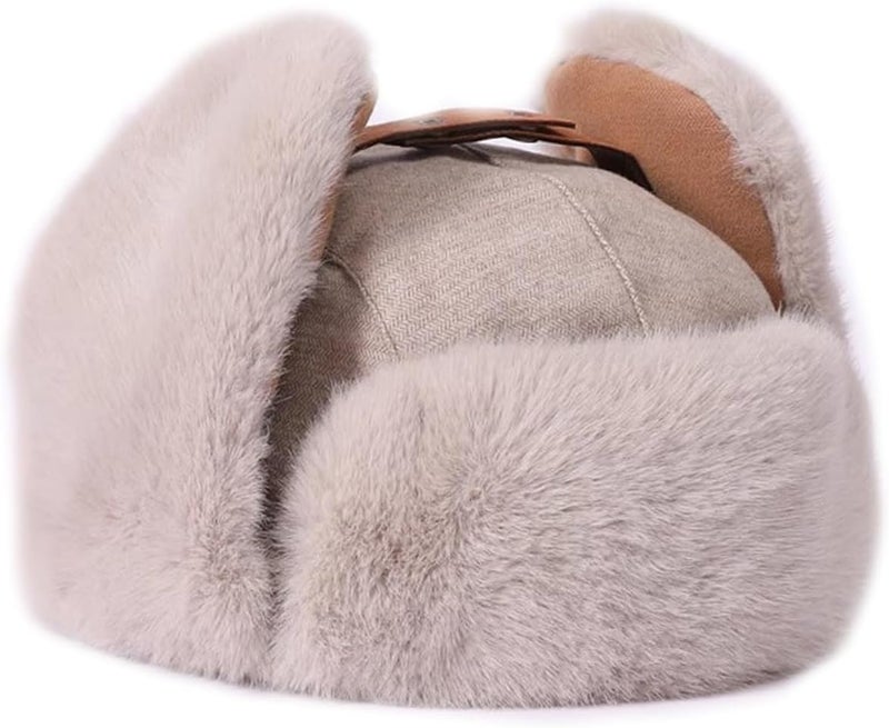 PURFUN Men Women Faux Fur Trapper Hat Stylish Splicing Color Winter Ski Hunting Hat Elders Warm Plush Ushanka Earflap Cap - Image 5